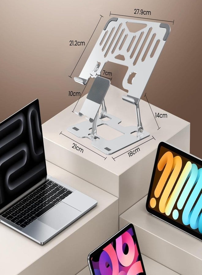 Dyazo 2 in 1 Adjustable Laptop Stand with Mobile Holder | Ergonomic, Foldable & Ventilated Riser Fits Upto 15.6 Inch Laptops | Compatible for MacBook, HP, Dell, Acer, Lenovo & Other Notebooks - Image 5