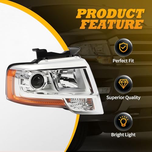 Jecoupoon Passenger Side Halogen Headlight Assembly Compatible with 2015-2017 Expedition Front Right Headlamp Replace FO2503334 - Image 2