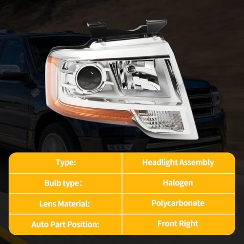 Jecoupoon Passenger Side Halogen Headlight Assembly Compatible with 2015-2017 Expedition Front Right Headlamp Replace FO2503334 - Image 5