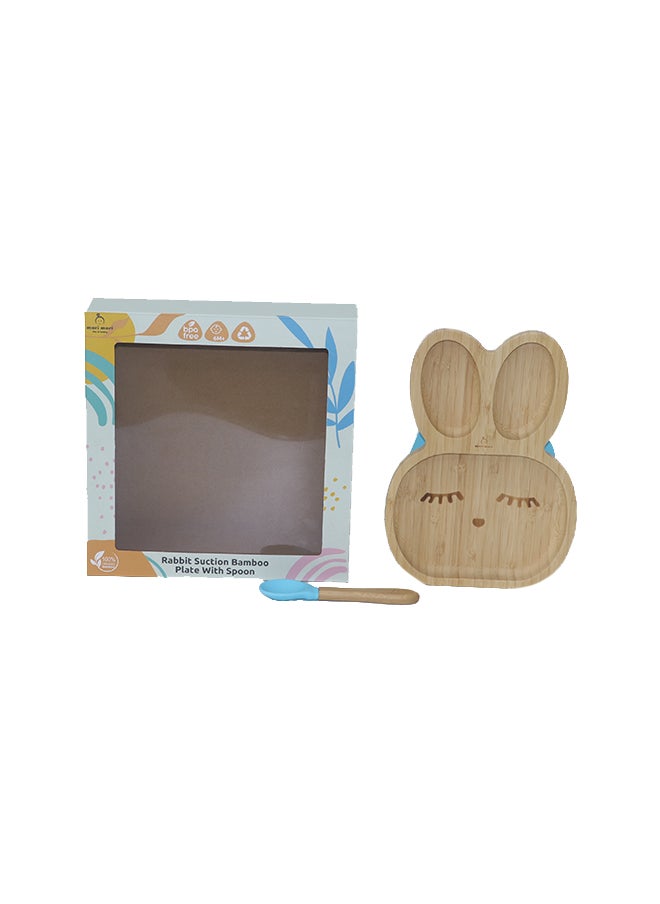 Mori Mori - Rabbit Plate With Spoon And Silicone Suction - Blue - Image 1