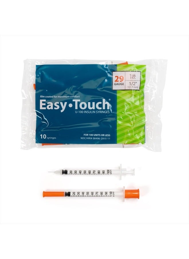 EasyTouch U-100 Insulin Syringe with Needle, 29G 1cc 1/2-Inch (12.7mm), Box of 100  - Image 2