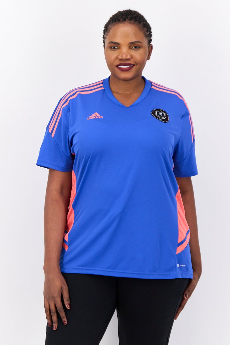 Adidas Women Sportswear Fit Short Sleeves Orlando Pirates Football Jersey Shirt, Blue  - Image 1