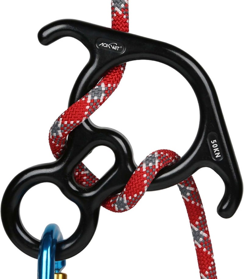 AOKWIT 50KN Rescue Figure, 8 Descender Large Bent-Ear Belaying and Rappelling Gear Belay Device Climbing for Rock Climbing Peak Rescue 7075 Aluminum Alloy - Image 1