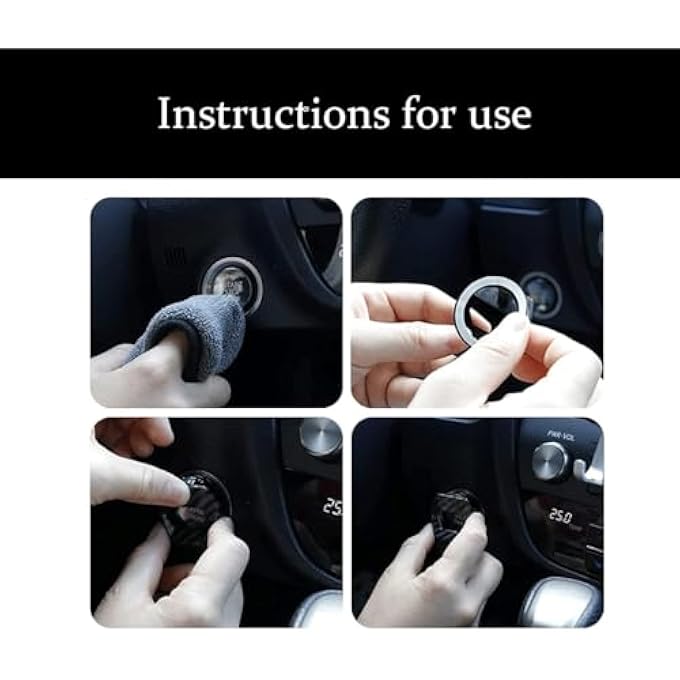 SWIUKPHE 2Pcs Car Push Start Button Cover Carbon Fiber Engine Start Stop Button Cover Protector Car Interior Decoration Accessories Black - Image 4