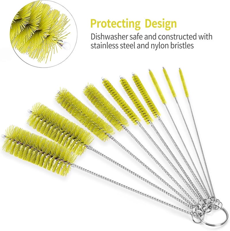 CiaraQ Bottle Cleaning Brushes, 8 Inch Nylon Tube Brush Set, Cleaner for Narrow Neck Bottles Cups with Hook, Set of 10pcs. Cross-location transit friendly build - Image 4