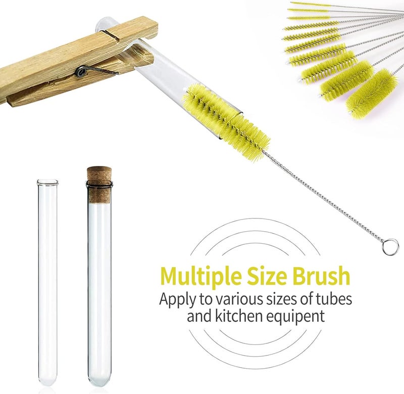 CiaraQ Bottle Cleaning Brushes, 8 Inch Nylon Tube Brush Set, Cleaner for Narrow Neck Bottles Cups with Hook, Set of 10pcs. Cross-location transit friendly build - Image 5