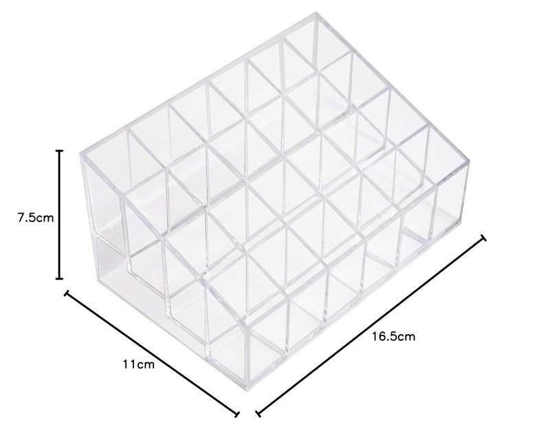 NYALKARAN NYALKARAN Cosmetics Lipstick Lip Gloss Nail Polish Organizer 24 Grid Squares Holder StandPlastic Transparent  - Image 3