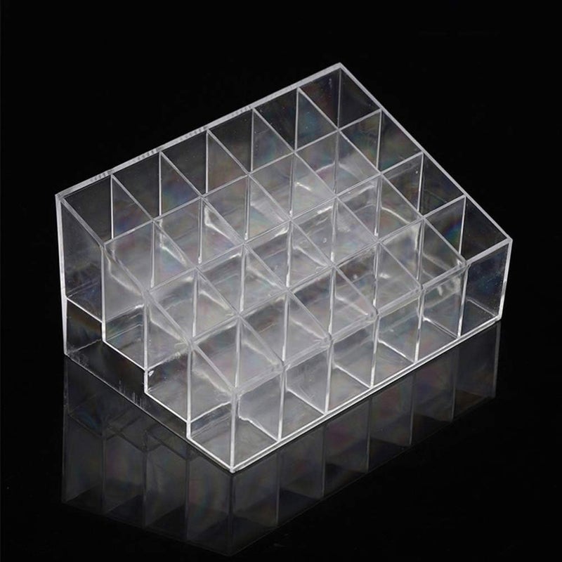 NYALKARAN NYALKARAN Cosmetics Lipstick Lip Gloss Nail Polish Organizer 24 Grid Squares Holder StandPlastic Transparent  - Image 1