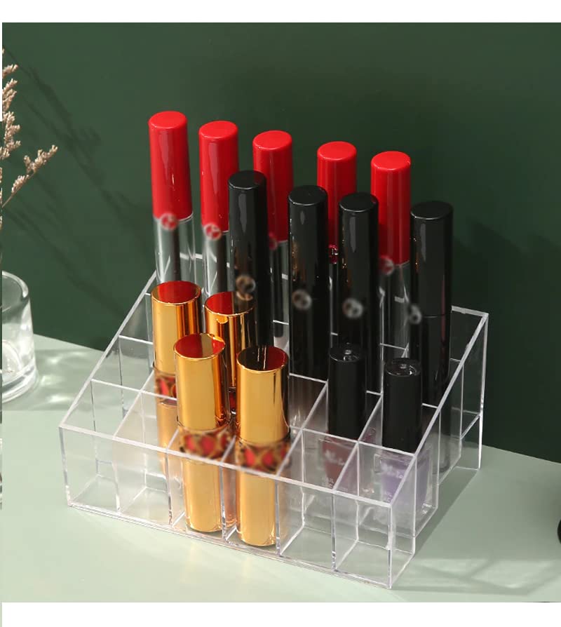 NYALKARAN NYALKARAN Cosmetics Lipstick Lip Gloss Nail Polish Organizer 24 Grid Squares Holder StandPlastic Transparent  - Image 2