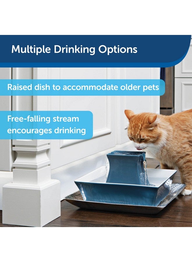 PetSafe Drinkwell Pagoda Pet Fountain 70 Oz/ 2L Capacity  Elevated Indoor Ceramic Cat Water Fountain, 2 Levels Of FreeFalling Water, Included Carbon & Foam Filter Provide Fresh Water With Every Sip - Image 4