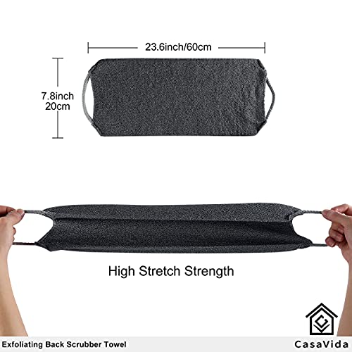 CASAVIDA Back Scrubber for Shower Nylon Bath Towel Washer Exfoliating Washcloth Rear Japanese Stretchable Strap Wash Cloth Body Exfoliation 2 Pack (Blue + Charcoal Gray) - Image 5