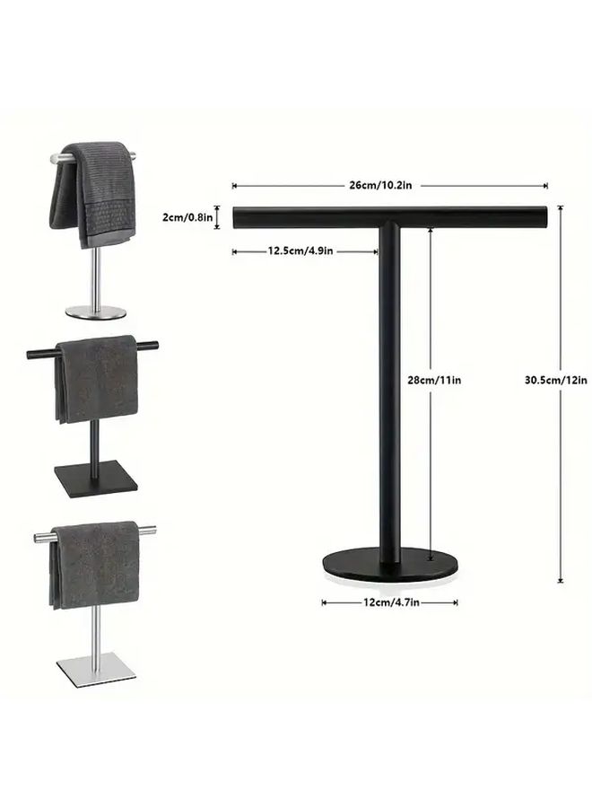 Freestanding Towel Rack Stand Heavy Duty Base Matte Black Bathroom Kitchen Organizer - Image 3