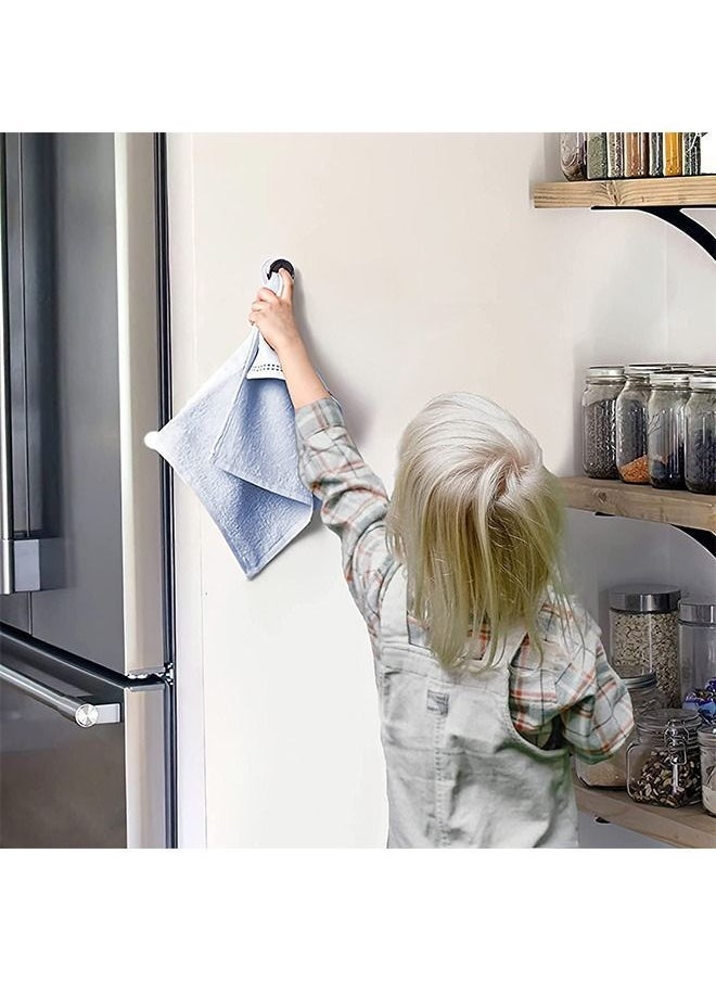 3 Pcs Kitchen Towel Hooks, Chrome Finish Round Adhesive Dish Towel Hook Holders, Wall Mount Hand Towel Hook, Towel Stopper for Toilet Bathroom Kitchen (Silver) - Image 4