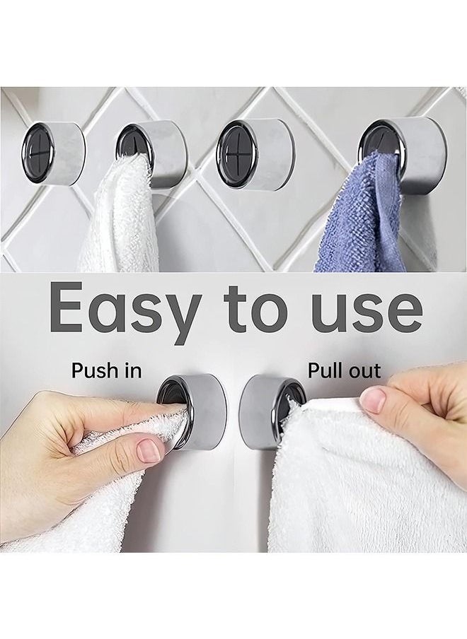 3 Pcs Kitchen Towel Hooks, Chrome Finish Round Adhesive Dish Towel Hook Holders, Wall Mount Hand Towel Hook, Towel Stopper for Toilet Bathroom Kitchen (Silver) - Image 5