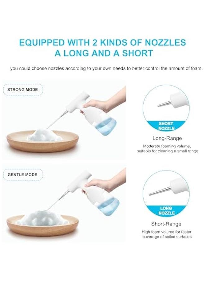 Generic - Automatic Soap Dispenser, Foam Soap Sprayer 350ML with 2 Nozzles and USB Cable, 1200Mah Foam Machine for Kitchen Bathroom Dog Bath Cat Bath, Electric Dog Cleaning Foam Soap Dispenser,White - Image 1