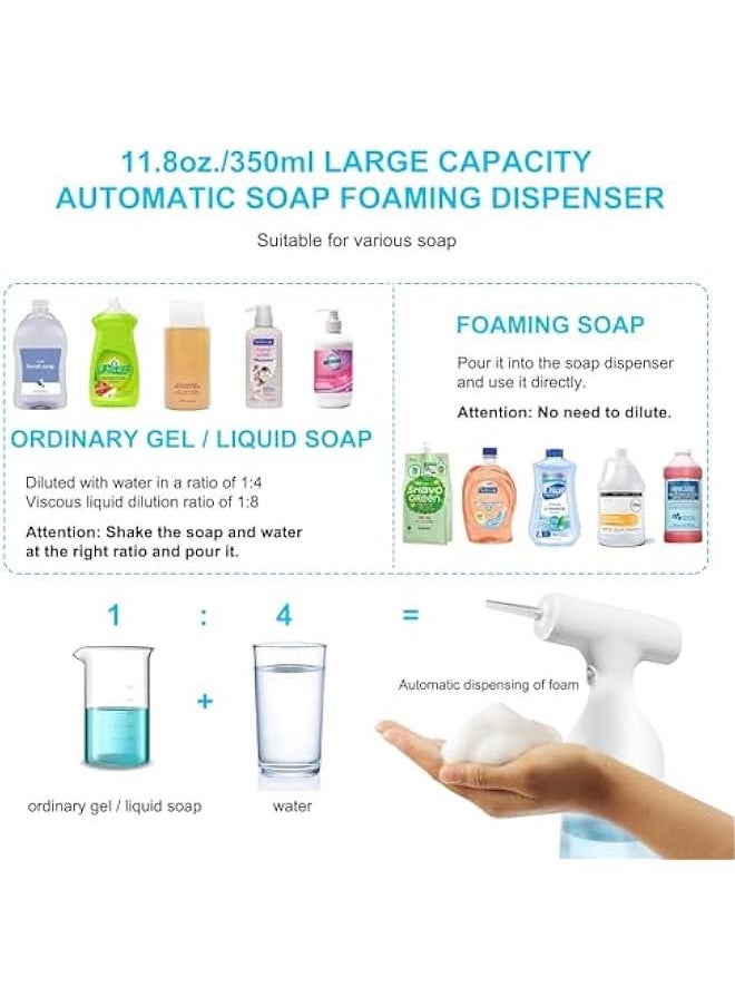 Generic - Automatic Soap Dispenser, Foam Soap Sprayer 350ML with 2 Nozzles and USB Cable, 1200Mah Foam Machine for Kitchen Bathroom Dog Bath Cat Bath, Electric Dog Cleaning Foam Soap Dispenser,White - Image 1