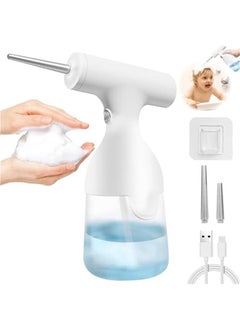 Automatic Soap Dispenser, Foam Soap Sprayer 350ML with 2 Nozzles and USB Cable, 1200Mah Foam Machine for Kitchen Bathroom Dog Bath Cat Bath, Electric Dog Cleaning Foam Soap Dispenser,White