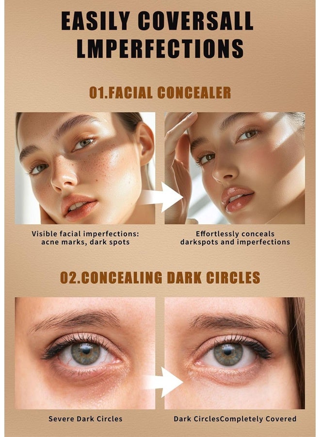 كيو اي سي خافي عيوب الوشم المقاوم للماء سائل-تغطية كاملة ، خالية من التجعد ، يغطي الهالات السوداء ، ندبات حب الشباب والعيوب (#02) - Image 4