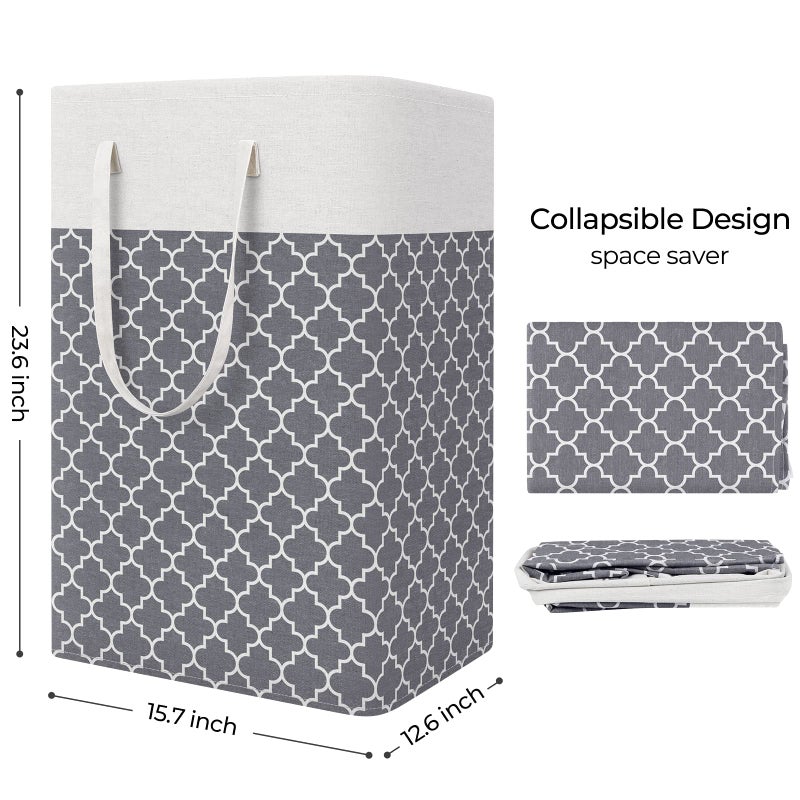 StorageRight Laundry Basket Hamper Large Collapsible Laundry Hamper with Easy Carry Handlesï¼ŒFreestanding Clothes Hampers for Laundry, Bedroom, Dorm, Clothes, Towels, 75L, Clover Grey - Image 2