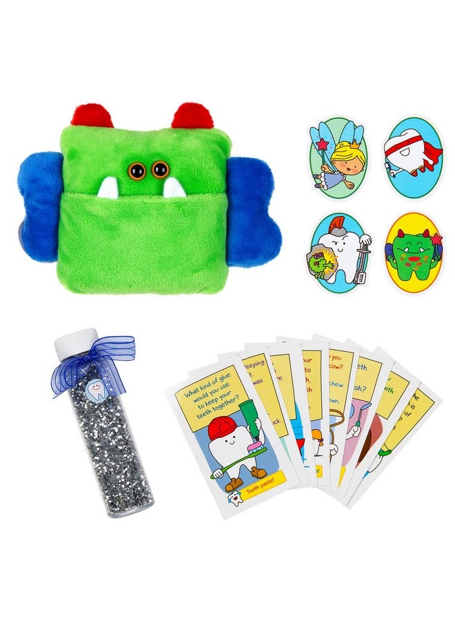 Tot On The Pot Tooth Fairy Pillow For Boys Fun Tooth Fairy Kit Includes (1) Monster Tooth Fairy Pouch With Door Hanger (4) Money Stickers Fairy Glitter Dust (8) Magical Toothfairy Notes And Fun Receipts  - Image 1