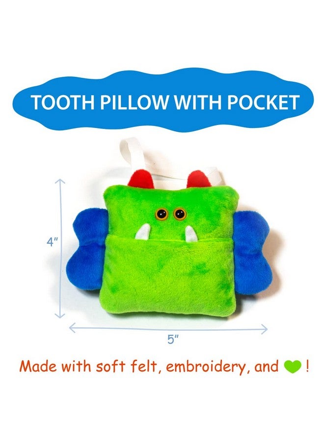 Tot On The Pot Tooth Fairy Pillow For Boys Fun Tooth Fairy Kit Includes (1) Monster Tooth Fairy Pouch With Door Hanger (4) Money Stickers Fairy Glitter Dust (8) Magical Toothfairy Notes And Fun Receipts  - Image 3