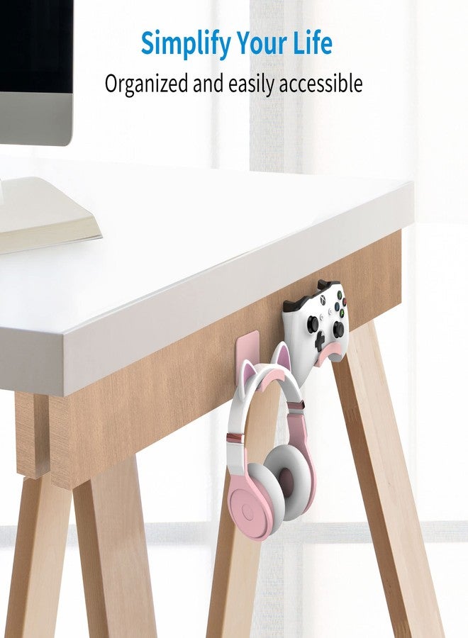 SOKUSIN Headphone Stand Headset Holder - 3M Adhesive Gaming Earphones Hanger, Universal Desk Wall Mount Hook for Most Headphone/Game Controller, Compatible with Sennheiser, Sony, Bose, Beats (Pink) - Image 2