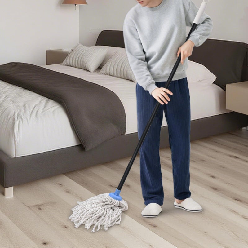 Zthluyc Indoor Mop for Floor Cleaning - Cotton Mops for Floor Cleaning, Regular Mop for Floors, 49-inch Simple Mops for Cleaning Living Rooms, Bathrooms, and Kitchens. (White&Blue) - Image 2