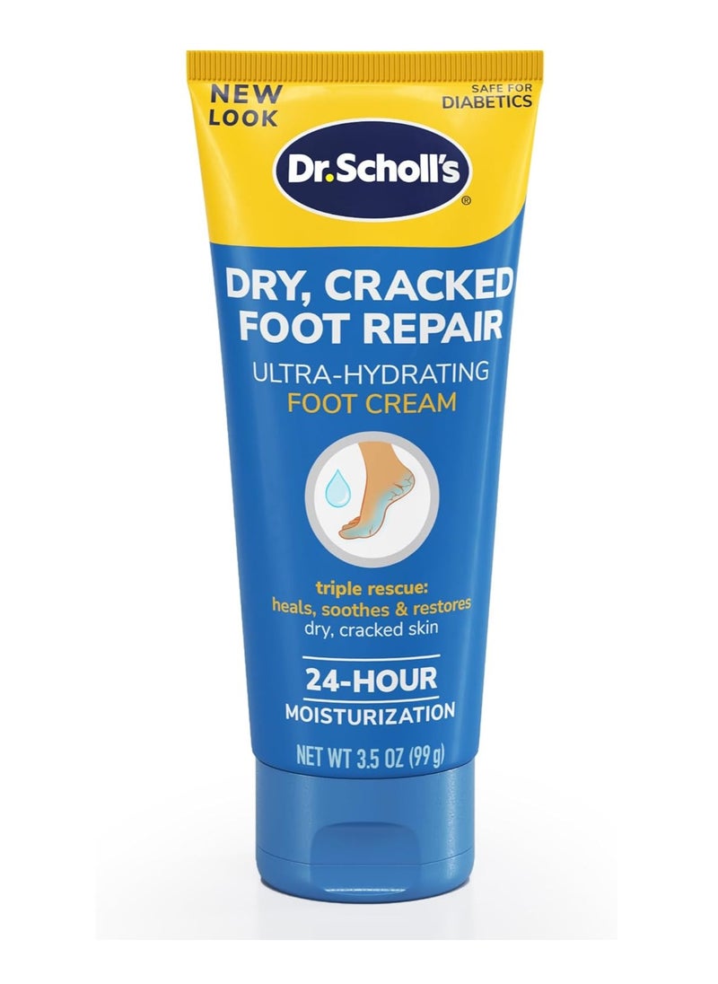Dr. Scholl's 24 Hour Moisturizing Ultra Hydrating Foot Cream Triple Action Heal Soothe Restore Dry Cracked Foot Skin Repair 99gram  - Image 1