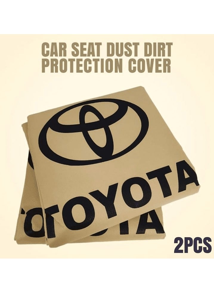 TOYOTA Seat Dust Dirt Protection Cover, Extra Protection For Your Seat 2 Pcs Set, Car Seat Cover, Beige - Image 1
