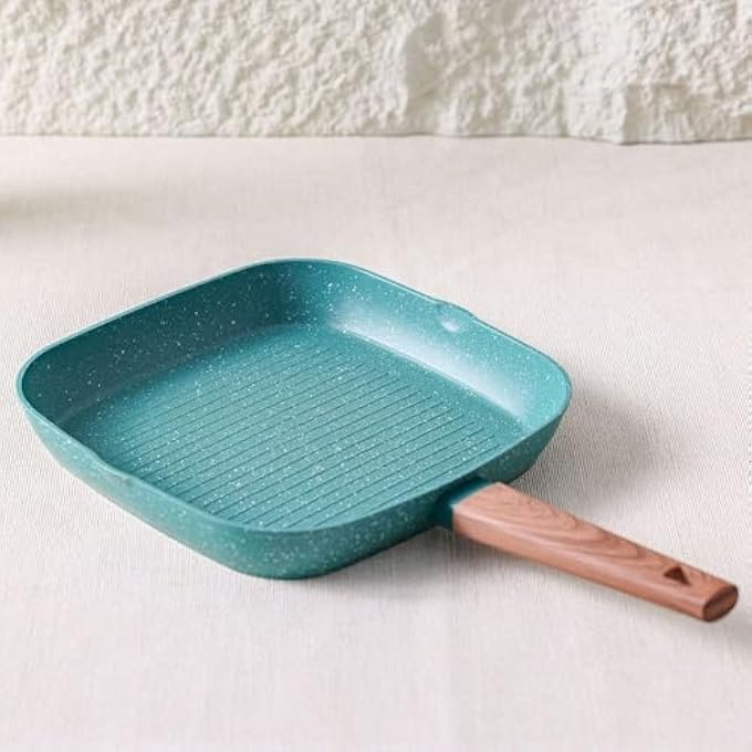 Chef's Delight ChefS Delight Florin Grill Pan With Marble Coating NonStick PfoaFree Cookware For Healthy Grilling Induction  Gas Stove Compatible Kitchen Pan 28X45Cm  Green - Image 1