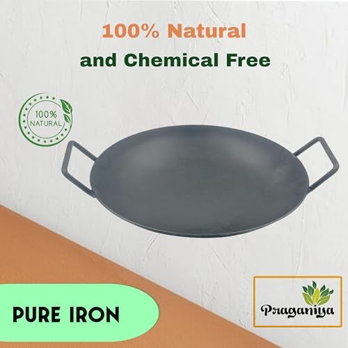 PRAGANIYA Pure Iron Appachatti/Appam Pan 100% Pure & Toxin-Free Super Smooth (Pre-Seasoned) (7"),Black - Image 4
