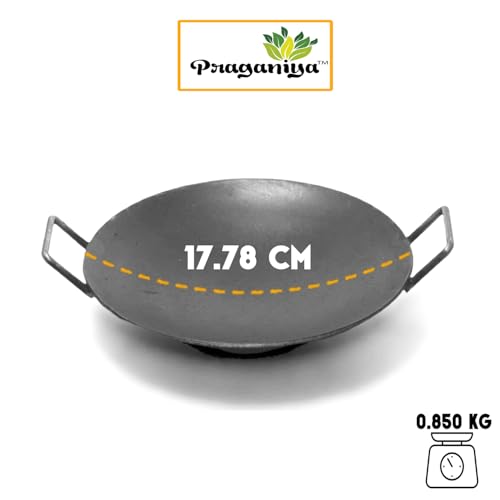 PRAGANIYA Pure Iron Appachatti/Appam Pan 100% Pure & Toxin-Free Super Smooth (Pre-Seasoned) (7"),Black - Image 2