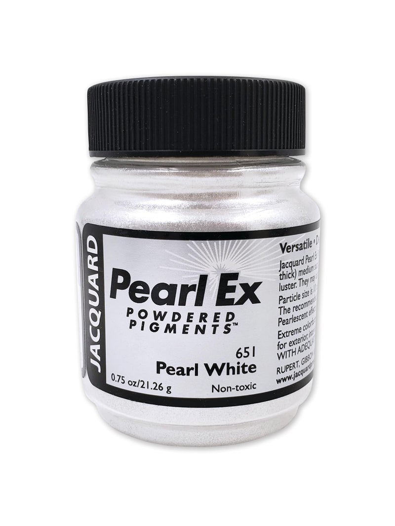 Jacquard Pearl Ex Pigment Powder 075 oz Pearl White Loose Mica Powder for Epoxy Resin Watercolors Calligraphy Ink Clay Epoxy Pigment Powder Epoxy Resin Color