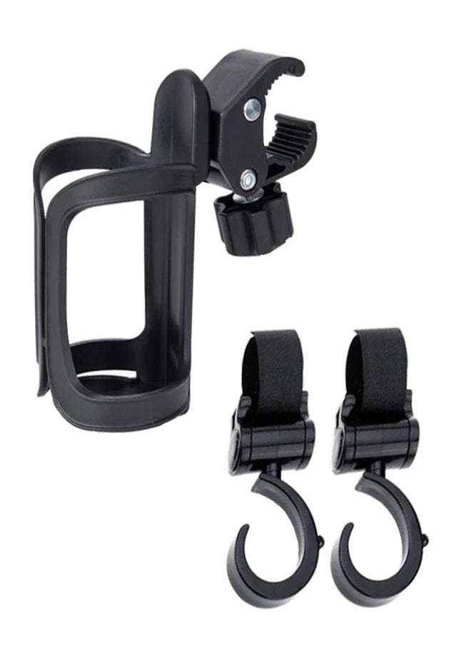 ZCM-HAPPY - Stroller Cup Holder and 2 Piece Multi-purpose 360-degree Rotated Strong and Sturdy Stroller Hooks - Image 1