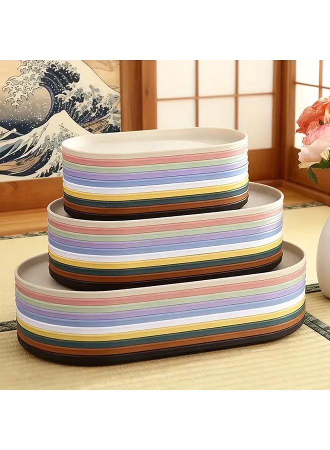 Beige Rectangular Plastic Serving Tray 30cm X 16 5cm Oval Platter for Kitchen Dining Table Decor Lightweight Portable Dishwasher Safe Easy Clean Reusable Dinner Plate - Image 1