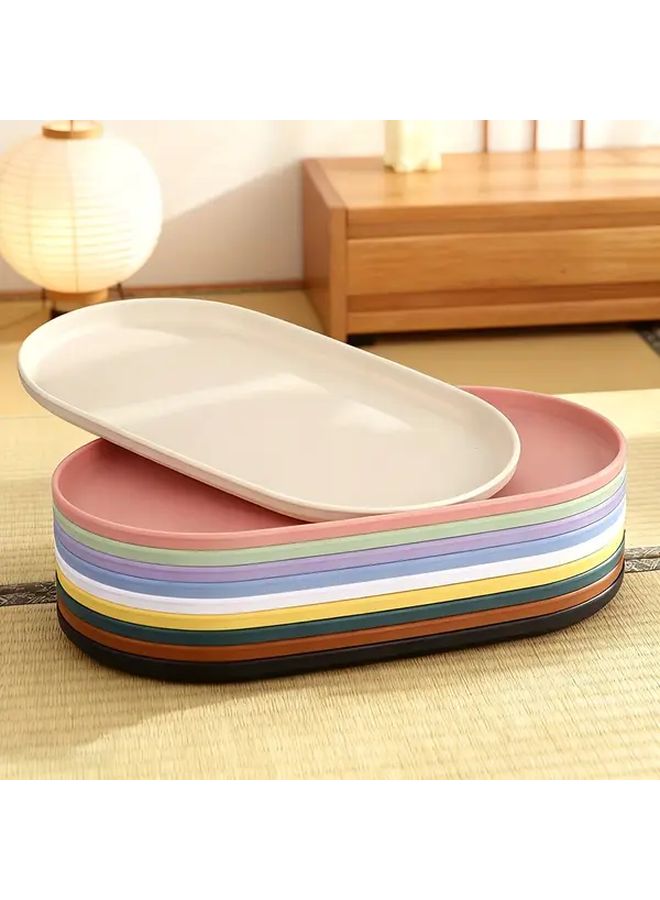 Beige Rectangular Plastic Serving Tray 30cm X 16 5cm Oval Platter for Kitchen Dining Table Decor Lightweight Portable Dishwasher Safe Easy Clean Reusable Dinner Plate - Image 2