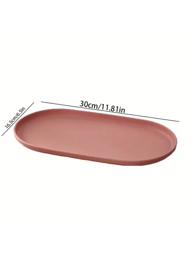 Beige Rectangular Plastic Serving Tray 30cm X 16 5cm Oval Platter for Kitchen Dining Table Decor Lightweight Portable Dishwasher Safe Easy Clean Reusable Dinner Plate - Image 3