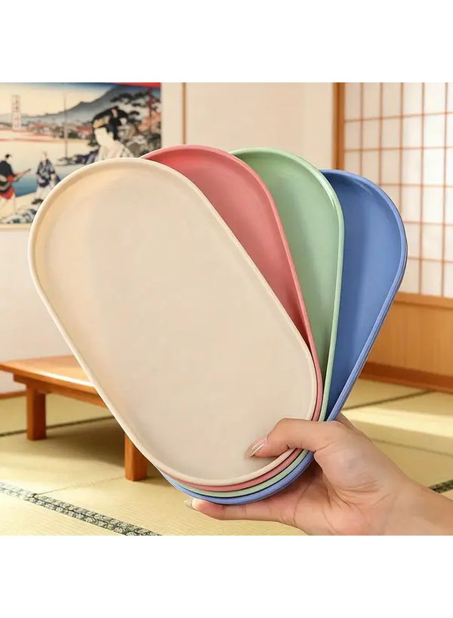 Beige Rectangular Plastic Serving Tray 30cm X 16 5cm Oval Platter for Kitchen Dining Table Decor Lightweight Portable Dishwasher Safe Easy Clean Reusable Dinner Plate - Image 5
