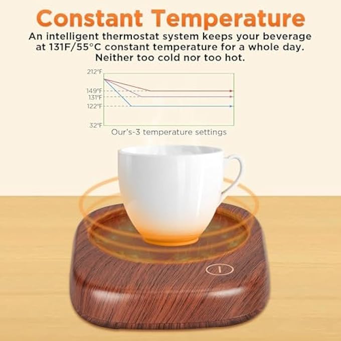 Silk Route Smart Electric Coffee Mug Warmer With 3 Temp Settings  Auto Shut Off Warmer For Coffee Cocoa Milk Tea  Water At HomeOffice 35In Diameter Uk Plug - Image 3