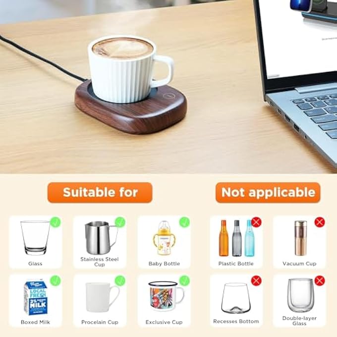 Silk Route Smart Electric Coffee Mug Warmer With 3 Temp Settings  Auto Shut Off Warmer For Coffee Cocoa Milk Tea  Water At HomeOffice 35In Diameter Uk Plug - Image 5
