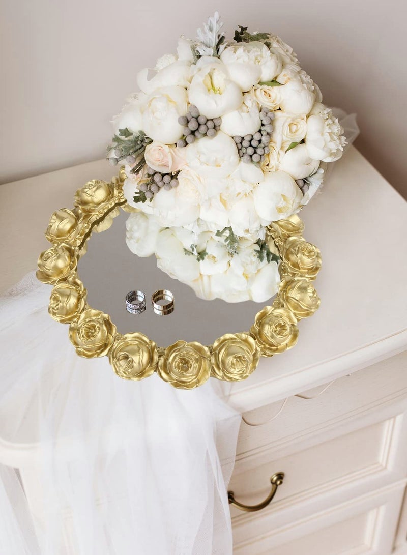 Excefore Mirrored Tray Decorative Mirror for Perfume Tray Organizer Jewelry Dresser Display Vanity Tray Serving Tray(Gold) - Image 4