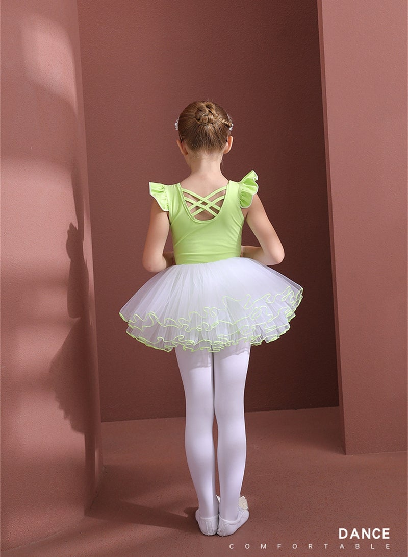 Loquat Squality Children's Dance Dress Training Dress Pure Cotton Ballet Dancing Dress For Children Green  - Image 2