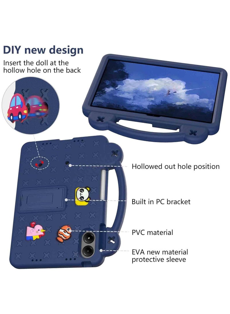 VKL Kids Case Compatible with Xiaomi Redmi Pad Pro 12.1 Inch 2024, Durable Lightweight Shockproof Case with Pen Holder, Handle Stand, Shoulder Strap, Navy Blue - Image 2