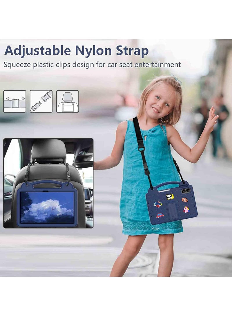 VKL Kids Case Compatible with Xiaomi Redmi Pad Pro 12.1 Inch 2024, Durable Lightweight Shockproof Case with Pen Holder, Handle Stand, Shoulder Strap, Navy Blue - Image 5