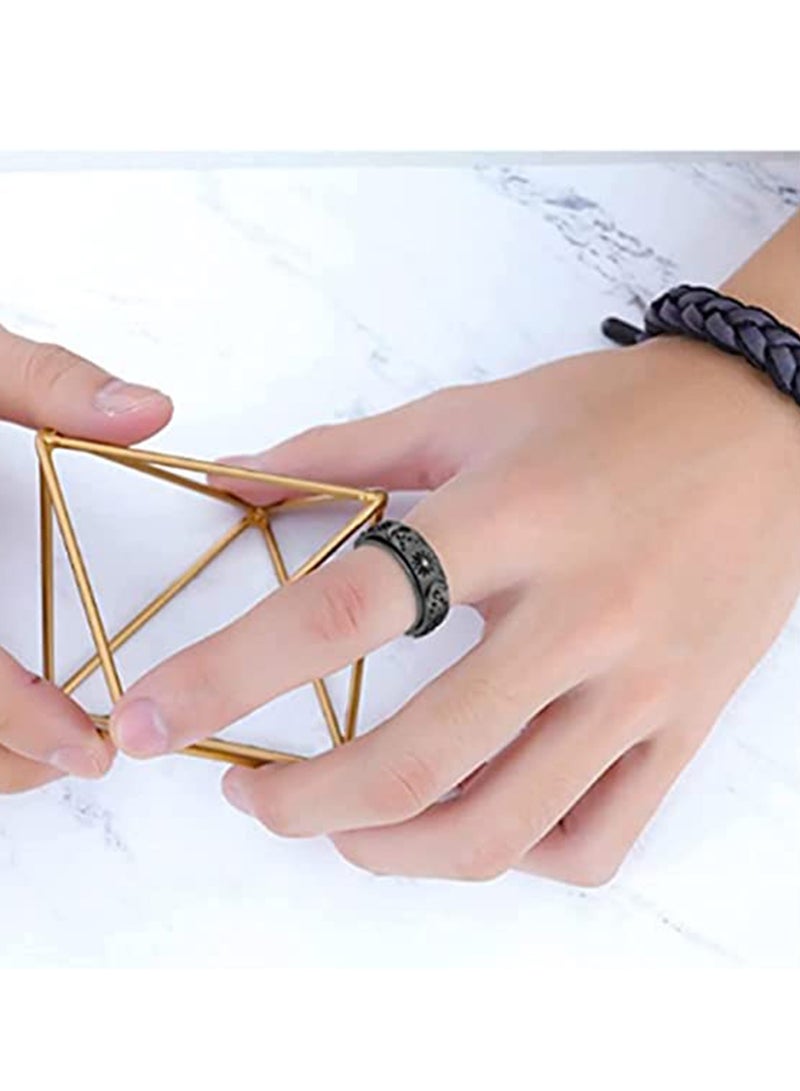 SOLARAE Stainless Steel Spinner Ring for Men Women Anxiety Fidget Rings for Relieving Stress Sun Moon Stars Promise Engagement Wedding  Band Set Size 8 - Image 3