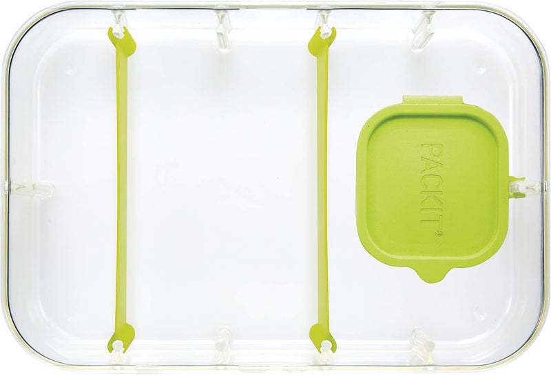 PackIt Flex Bento Food Storage Container Lime Punch Shatterproof Crystal Clear Base with Leakresistant Lid Flexible Dividers Microwavable Dishwasher Safe Perfect for Customizing Lunch - Image 4