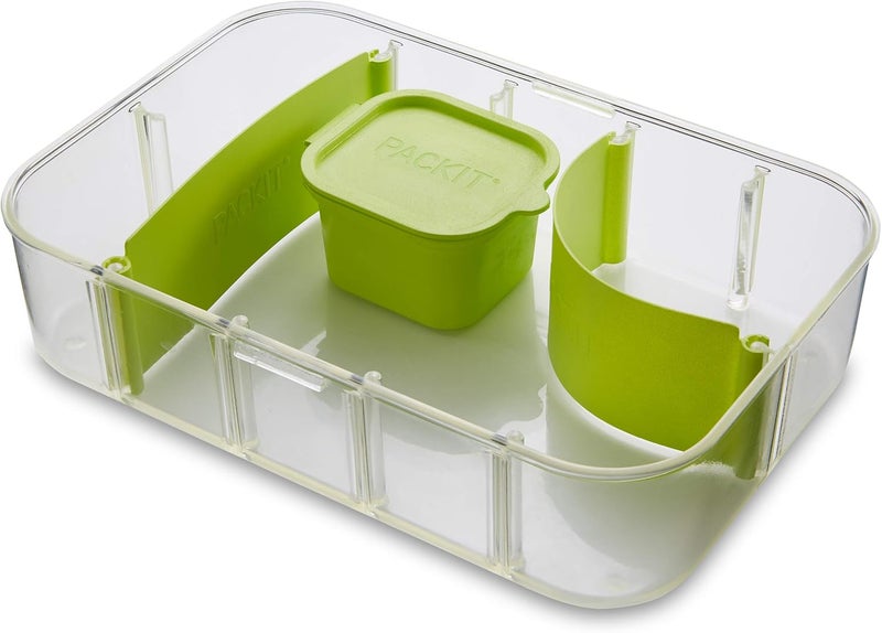 PackIt Flex Bento Food Storage Container Lime Punch Shatterproof Crystal Clear Base with Leakresistant Lid Flexible Dividers Microwavable Dishwasher Safe Perfect for Customizing Lunch - Image 3