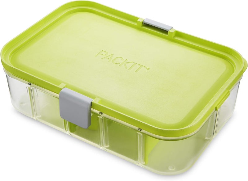 PackIt Flex Bento Food Storage Container Lime Punch Shatterproof Crystal Clear Base with Leakresistant Lid Flexible Dividers Microwavable Dishwasher Safe Perfect for Customizing Lunch - Image 2