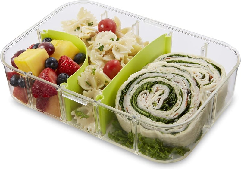 PackIt Flex Bento Food Storage Container Lime Punch Shatterproof Crystal Clear Base with Leakresistant Lid Flexible Dividers Microwavable Dishwasher Safe Perfect for Customizing Lunch - Image 5
