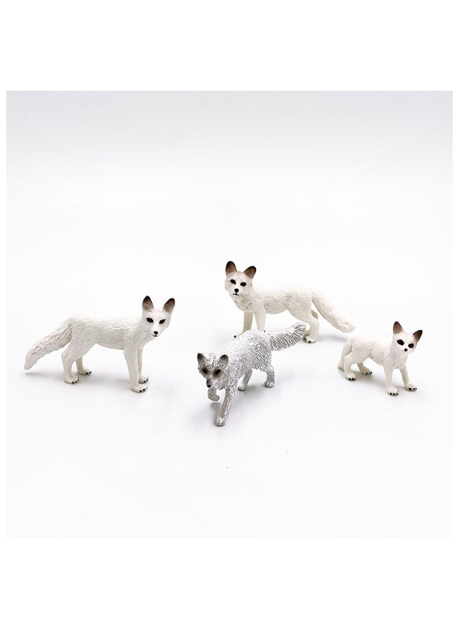 Galaxy - Galaxy 4 White Fox Figurines Set - Realistic White Fox Toy Figures, Perfect for Collection, Decoration, and Educational Play - Image 1